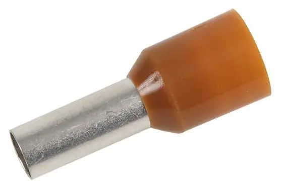 CONCORDIA TECHNOLOGIES Brown Bootlace Ferrule, 10mm², 12mm Pin, Pack of 100