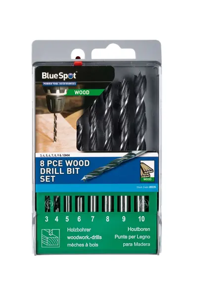 Blue Spot Tools - Jeu de 8 mèches à bois (3-10mm, type lip & spur)