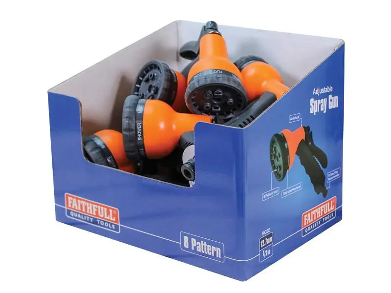 Faithfull Pistola de Pulverización Ajustable 8 Patrones (Pack de 8)