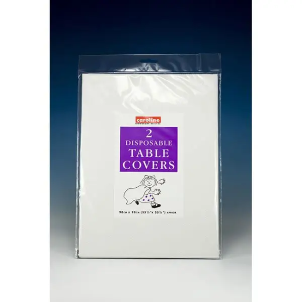Caroline White Disposable Paper Table Covers 90 x 90cm, Pack of 2