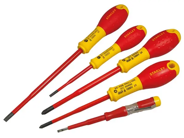 STANLEY FatMax VDE Insulated Screwdriver Set (5-Piece Slotted & Pozidriv)