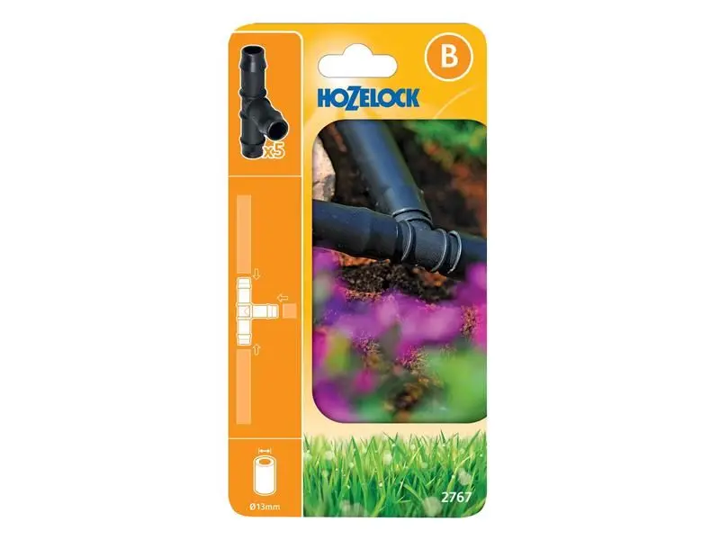 Hozelock 2767 Jonction en T 13mm, Paquet de 5