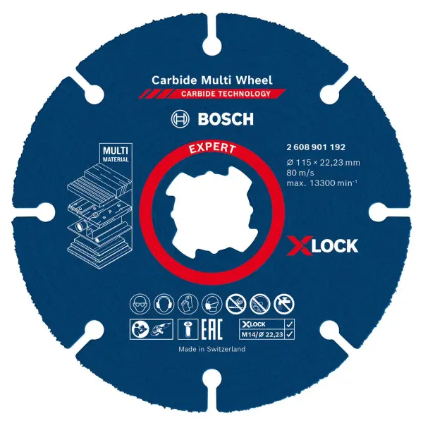 Bosch X-LOCK Disco da Taglio in Carburo Multiuso, 115mm