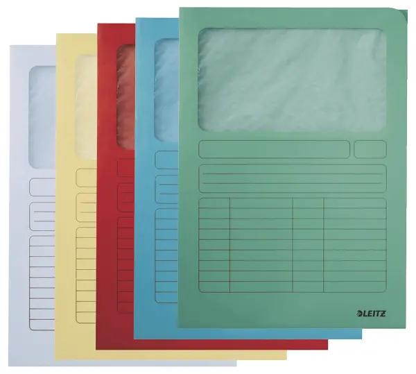 LEITZ A4 Window Folder, Assorted Colours, 160gsm