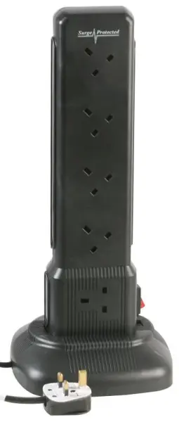 PRO ELEC 10-zásuvkový prodlužovací kabel s přepěťovou ochranou, černý