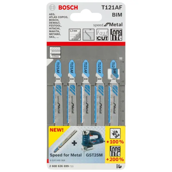 Bosch T121AF Λεπίδες για Δισκοπρίονο - Ταχύτητα για Μέταλλο (Συσκ. 5)