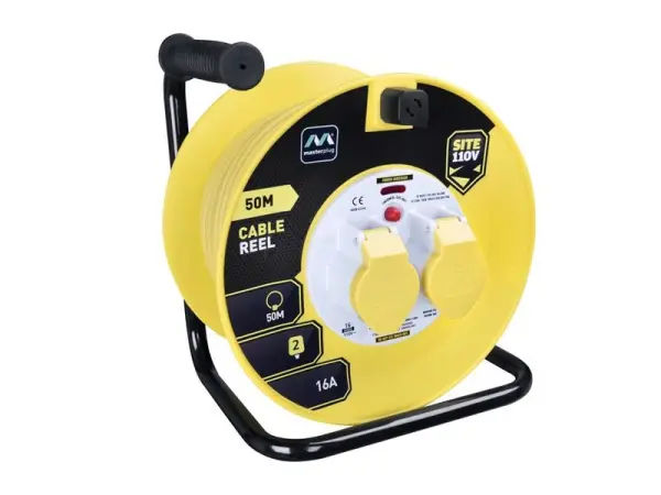 Masterplug Carrete de Cable 110V, 16A, 50m con Protección Térmica
