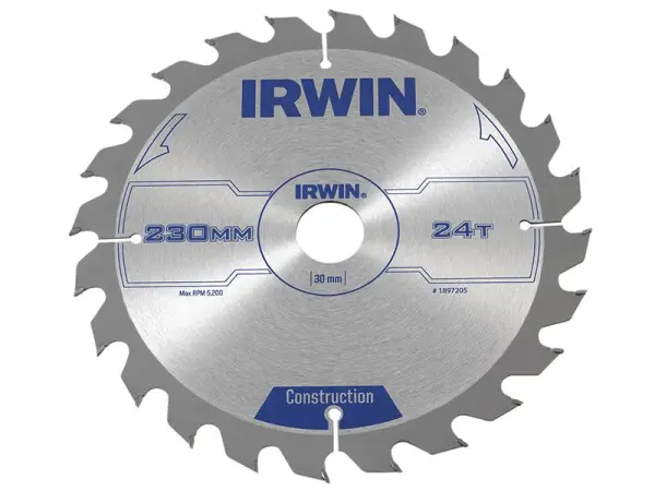 IRWIN Lame de scie circulaire professionnelle, 230mm, alésage 30mm, 24 dents AT
