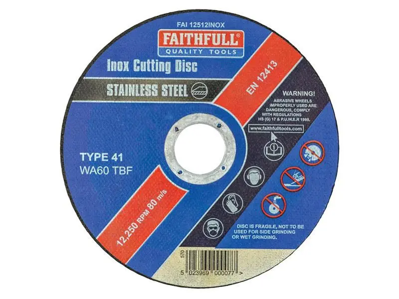 Faithfull Stainless Steel Cutting Disc 115 x 1.2mm