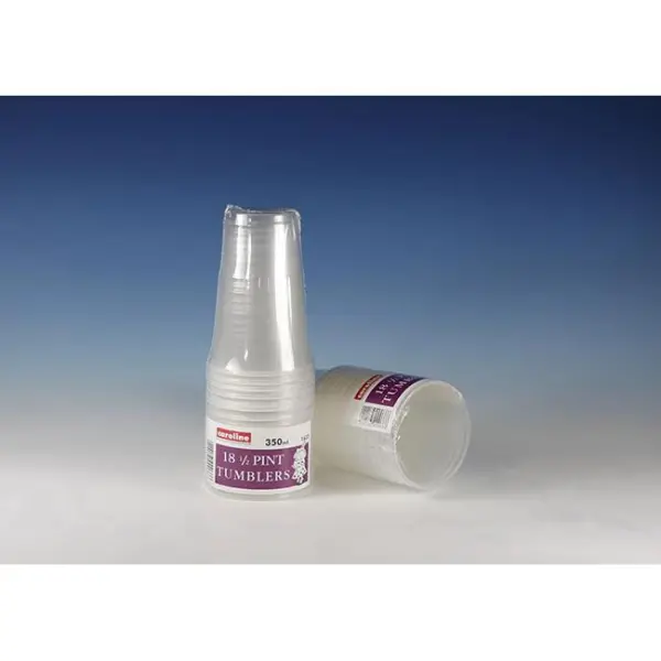 Caroline Clear Plastic Cups 300 ml, 18 Pack