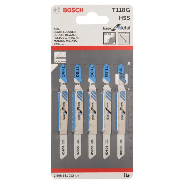 Lame per seghetto alternativo Bosch T118G Basic HSS per metallo (5 pezzi)