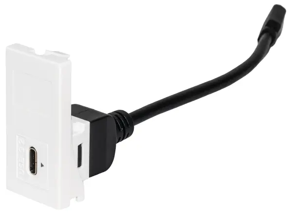 USB-C Female to Male Tailed Keystone Socket, White