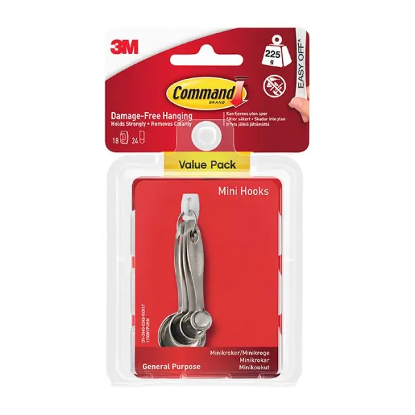 Raraion Command Mini Hooks Value Pack, 18pk, 225g