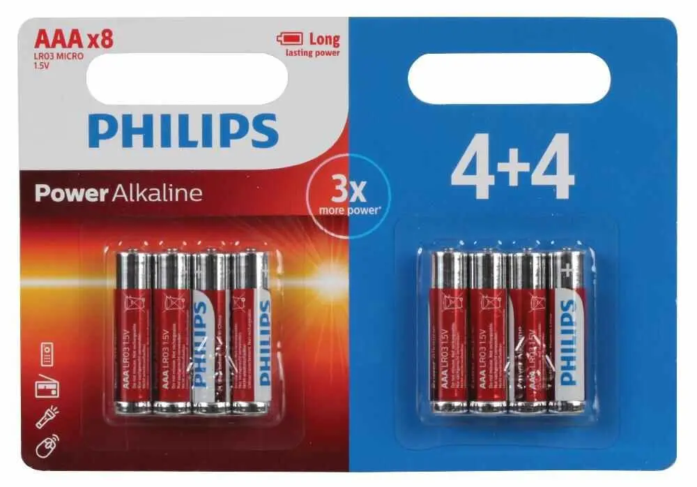Philips Power Alkaline AAA Batteries 4+4 Pack