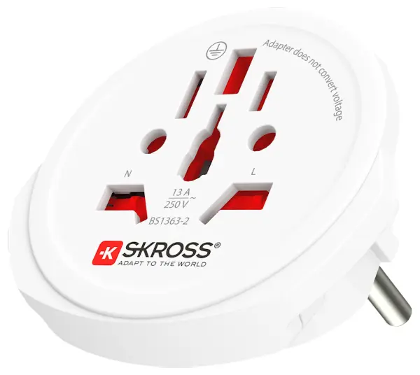 SKROSS World to Europe Travel Adaptor 250V 16A White
