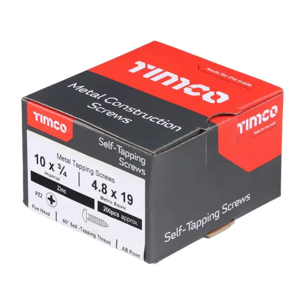 Timco - Vis auto‑taraudeuse PZ à tête fraisée zinguée - 10 x 3/4