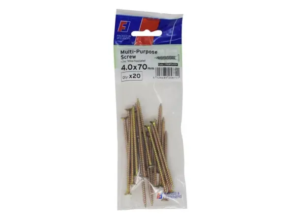 ForgeFix Multi-Purpose Pozi Screws CSK ST ZYP 4.0 x 70mm, Pack of 20