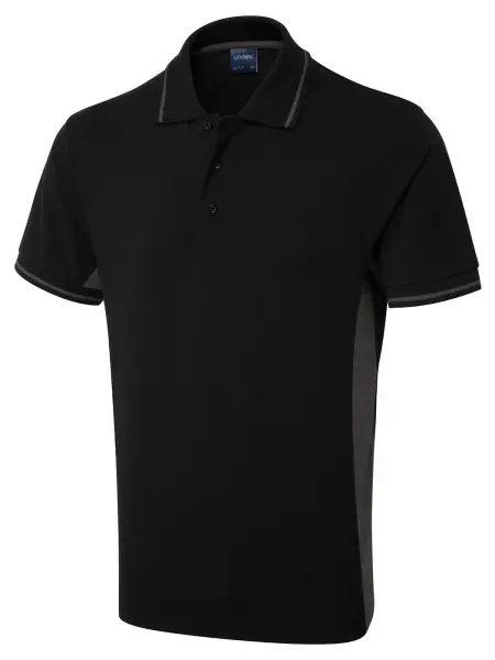 Uneek Polo Deux Tons Unisexe - Noir/Anthracite - 3XL
