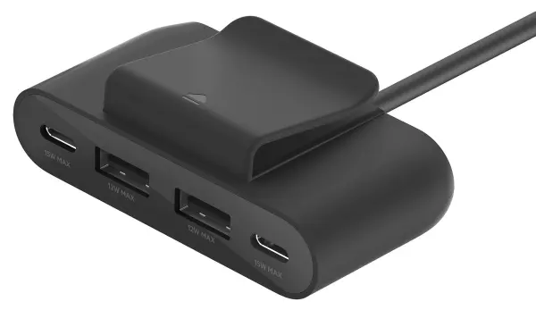 BoostCharge 4 Port USB Power Extender, Black