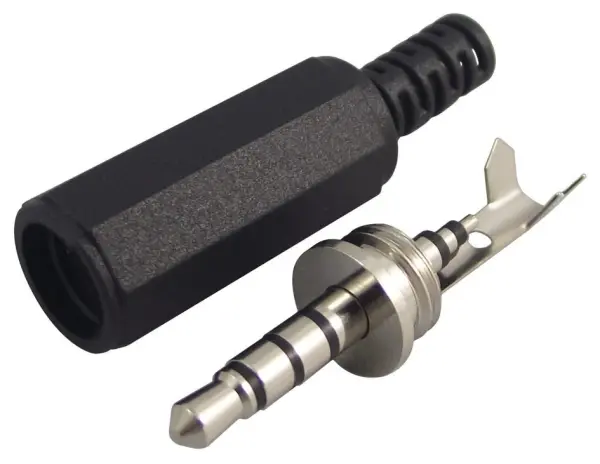 CLIFF Conector Jack 3.5mm 4 Polos, Negro, Latón Niquelado