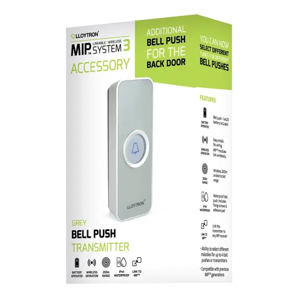 MIP3 Accessory Bell Push Transmitter Grey