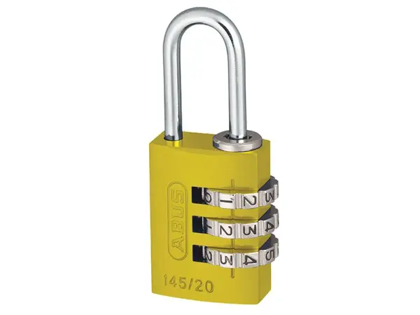 ABUS Candado de Combinación Aluminio 20mm, Amarillo, 145/20