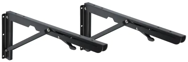 Pulse Folding Shelf Brackets, Heavy Duty 50kg, Black, 390mm (Pair)
