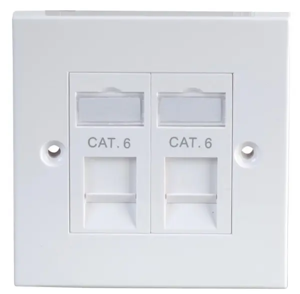 KAUDEN 1-Gang Dubbele RJ45 Cat6 Wandplaat, Wit
