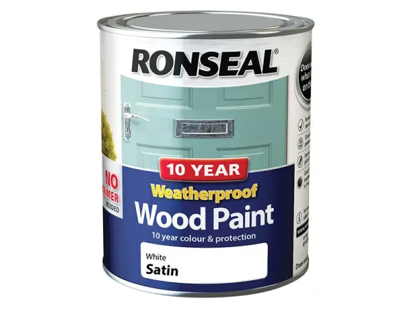 Ronseal Vernice per Legno Impermeabile Garantita 10 Anni, Bianco Satinato, 750m