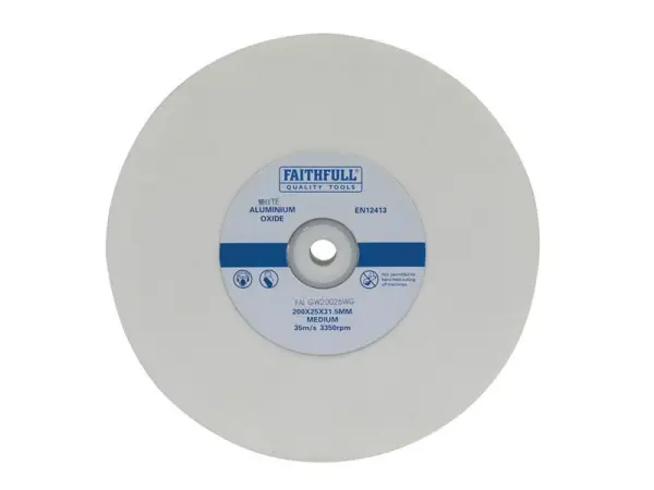 Faithfull White Vitrified Grinding Wheel, 200 x 25mm, Medium Grade