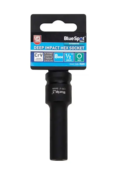 Blue Spot Tools Soket Hex Impak Dalam 8mm, Pemacu 1/2-inci