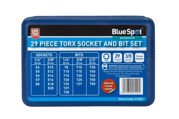 Blue Spot Tools Σετ Υποδοχών και Bits Torx 29 Τεμαχίων