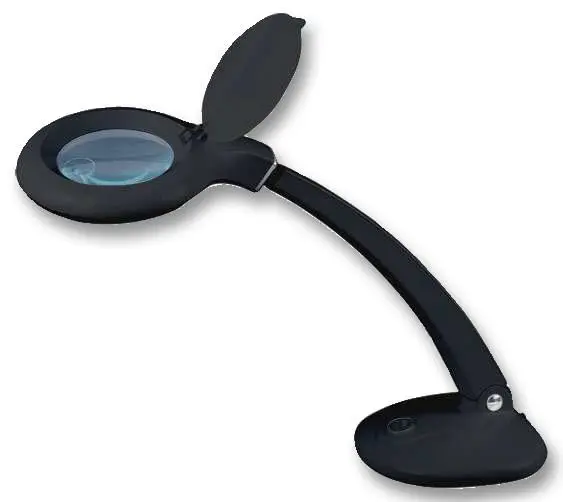 LIFEMAX Black Bench Magnifier Lamp, 12W, 4 Inch Glass Lens