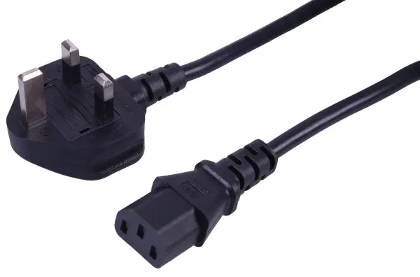 PRO-ELEC UK Mains Plug with 10A Fuse to IEC C13 Socket Lead, 6A Rated, Black - 0.75m