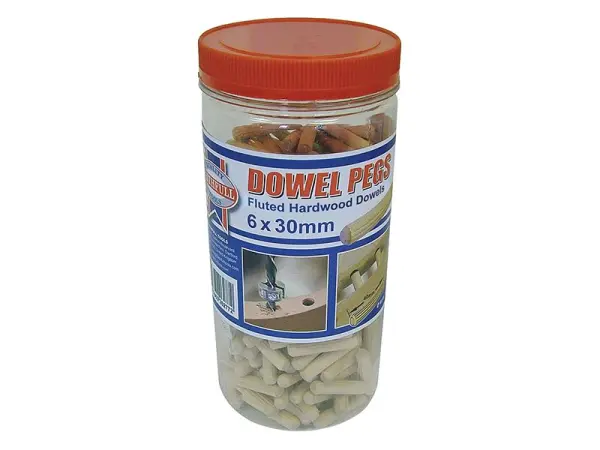 Faithfull Holz-Dübel geriffelt 30 x 6mm (Eimer 300 Stück)