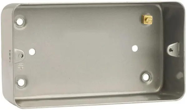 CLICK 2 Gang Metalclad Back Box, 40mm, Brass Earth Terminals