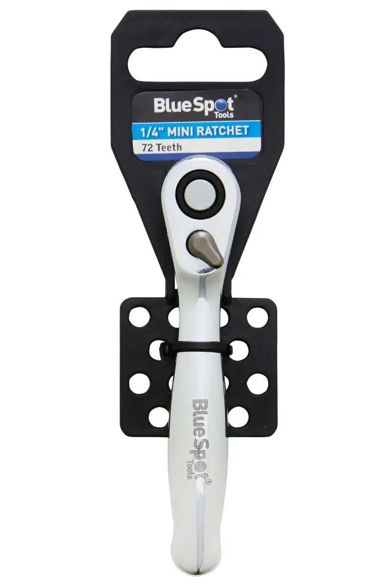 Blue Spot Tools - Ratchet Beag 1/4'', 72 Fiacla, Cróm Vanadaim