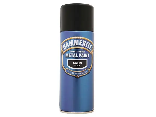 Hammerite Direct to Rust Metal Paint - Satin Black, 400ml
