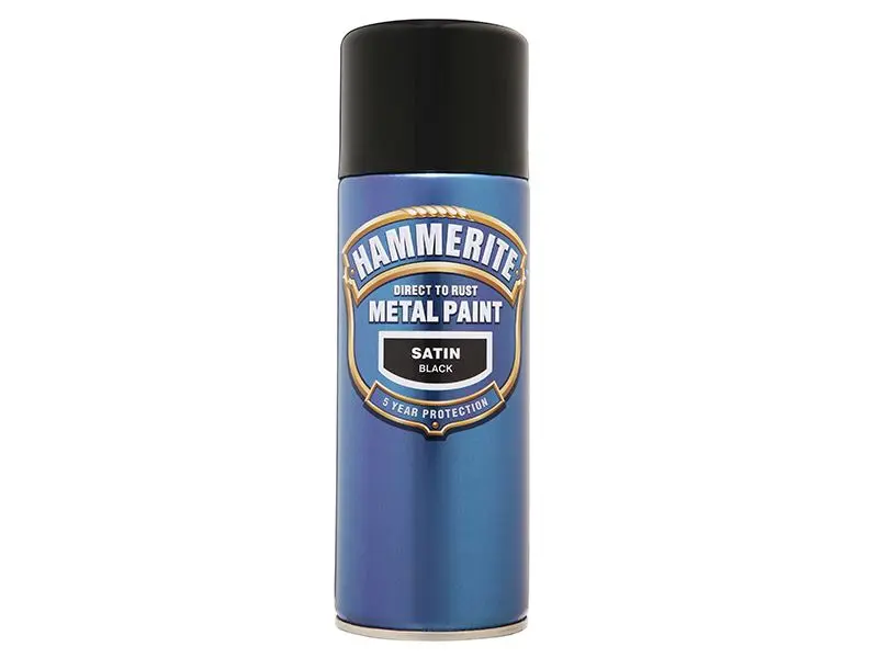 Hammerite - Peinture Métal Directe sur Rouille Noir Satiné, 400ml