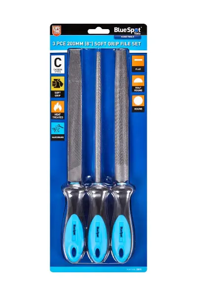 Blue Spot Tools 3 Piece 200mm (8″) Soft Grip File Set