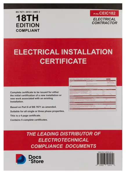 Electrical Installation Certificate (EIC) Pad - BS 7671:2018+A2:2022