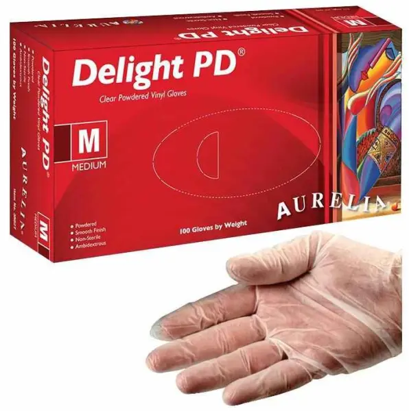 AURELIA Delight PD Premium Vinylhandschuhe klar, pulverfrei – Klein, 100 Stück