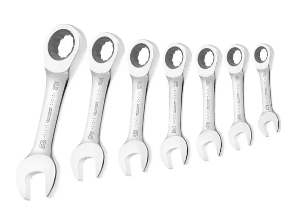 Expert Stubby Ratchet Spanner Set, 7-Piece, Metric