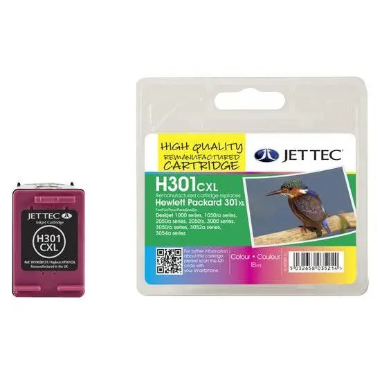 JET TEC Remanufactured Colour Ink Cartridge, Replaces HP 301XL