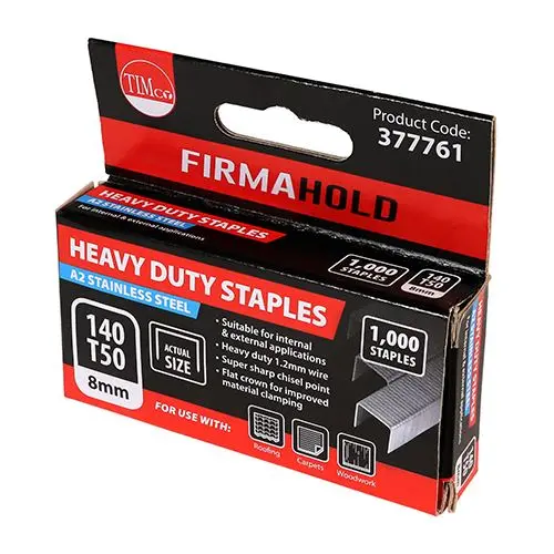Timco Heavy Duty Staples, A2 Stainless Steel, Chisel Point, 8mm (1000 pack)