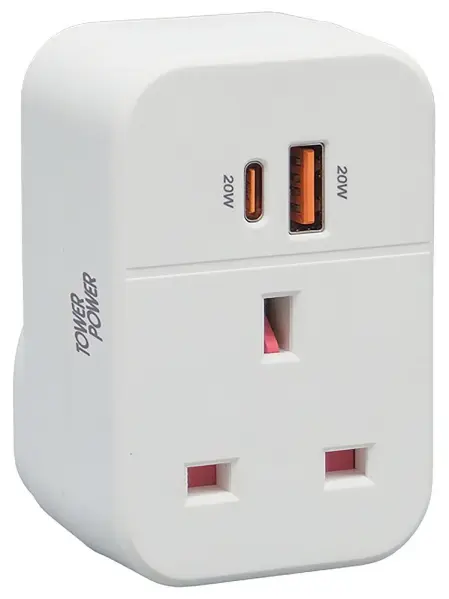 VIMARK USB PD Mains Charger, 20W, 2 Port, White