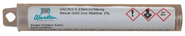 WARTON Nexus Gold No Clean Soldeerdraad, 0,234mm, 2m