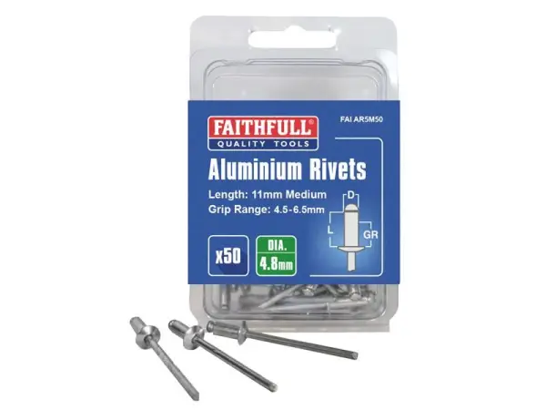 Faithfull Aluminium Rivets 4.8 x 11mm, Pack of 50