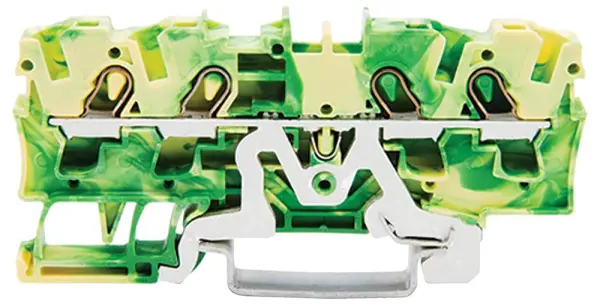 WAGO 4-Conductor Earth Through Terminal Block, Push-In, 35mm DIN Rail, Green