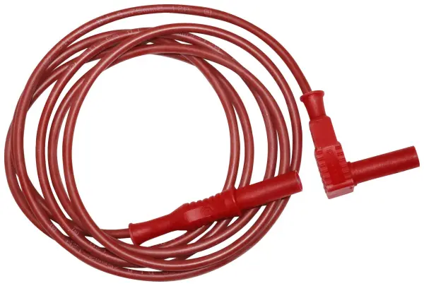 Multicomp Pro 4mm Right Angled Banana Plug to Plug Lead, Shrouded, 1kV, 12A - Red 1.5m